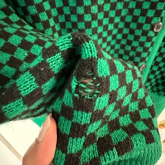 RARE VINTAGE Valentino Garavani Studio Green Black Checkered Knit with Buttons - Picture 5 of 6